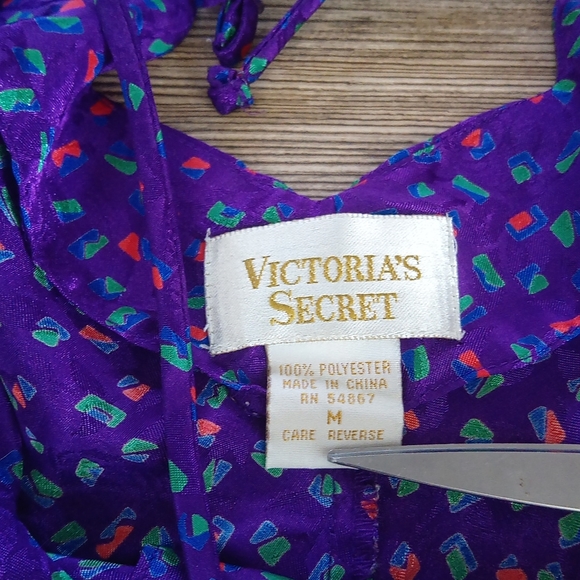 Vintage Silky Patterned Colorful VS Nightie Lingerie Flowy Mini Dress - Picture 7 of 16